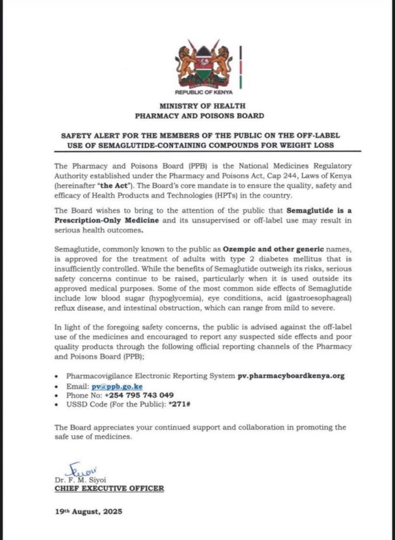 Update from Pharmacy and Poisons Board: Safety Alert for the Public on the Off-Label Use of Semaglutide-Containing Compounds for Weight Loss
